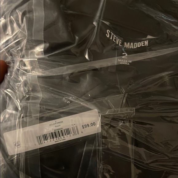 Steve Madden Mclain Womens Faux Leather Midi Shirtdress Black Dress - Picture 2 of 4